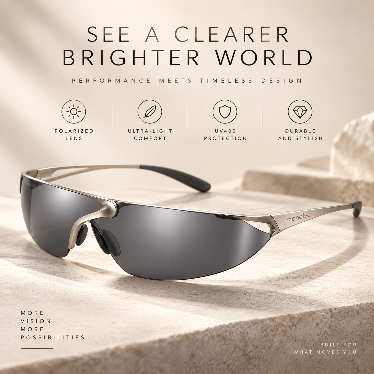 Monelvo™ Axis Bridge Sunglasses material and detail view