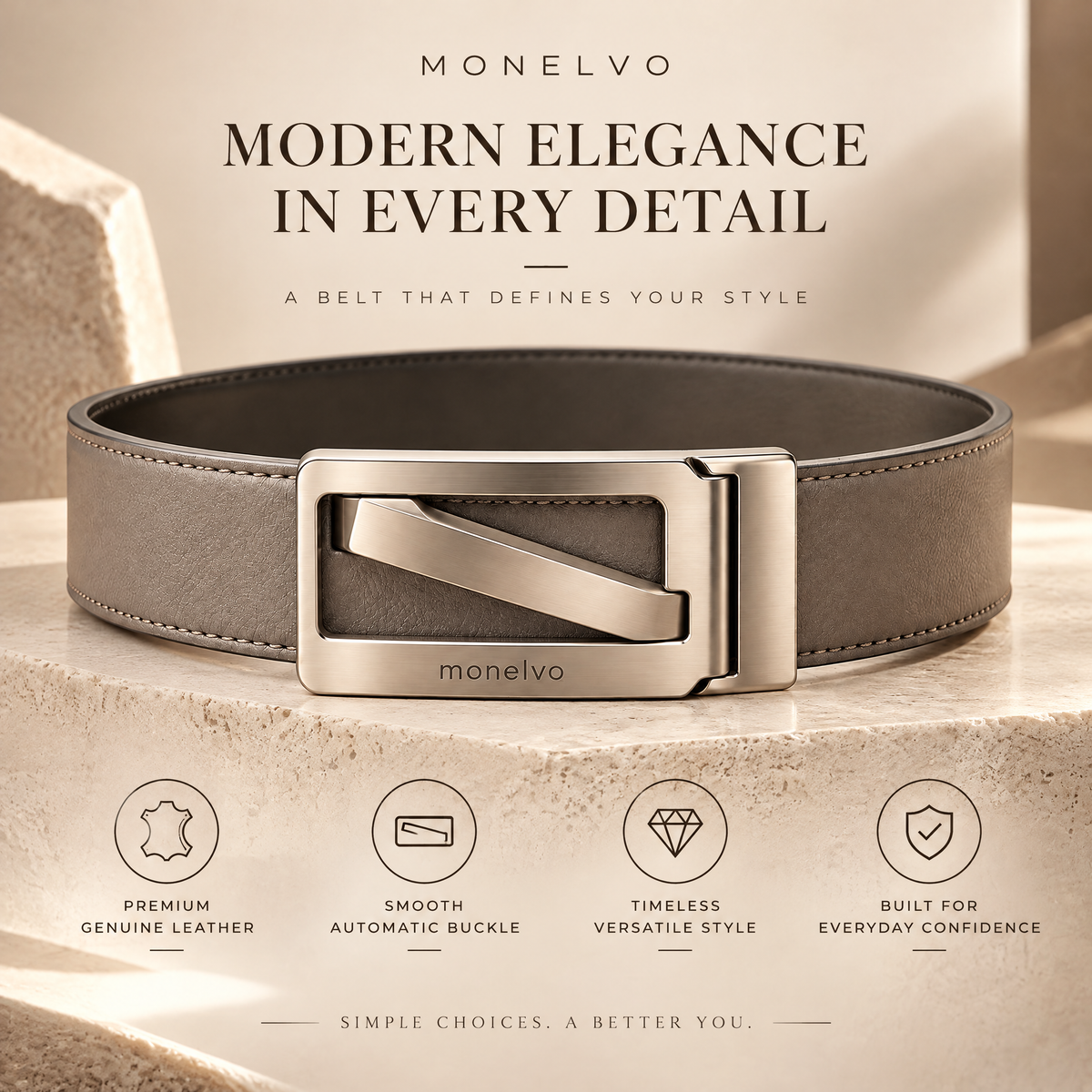 Monelvo™ Slide Lock Belt Buckle