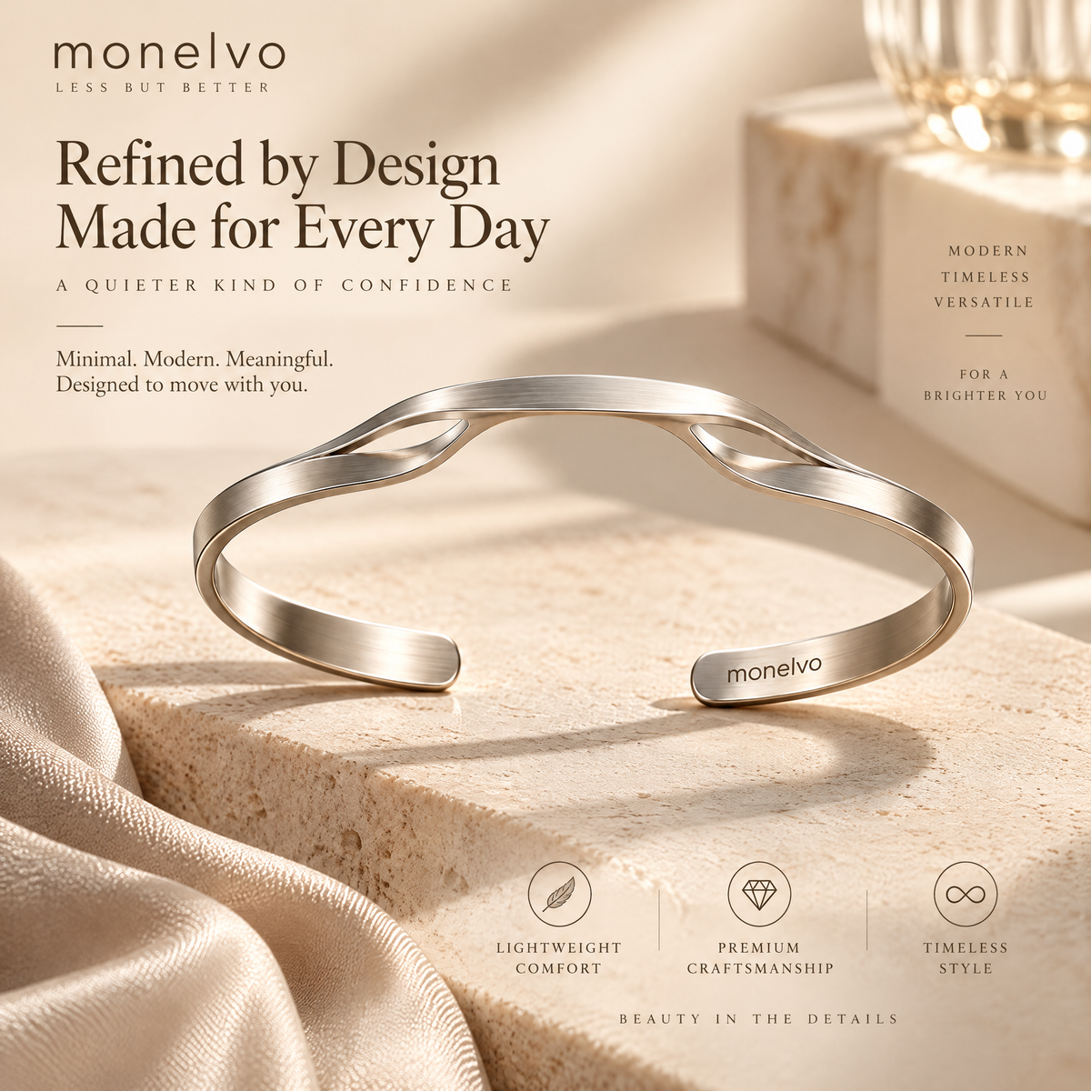 Monelvo™ Floating Bridge Cuff details
