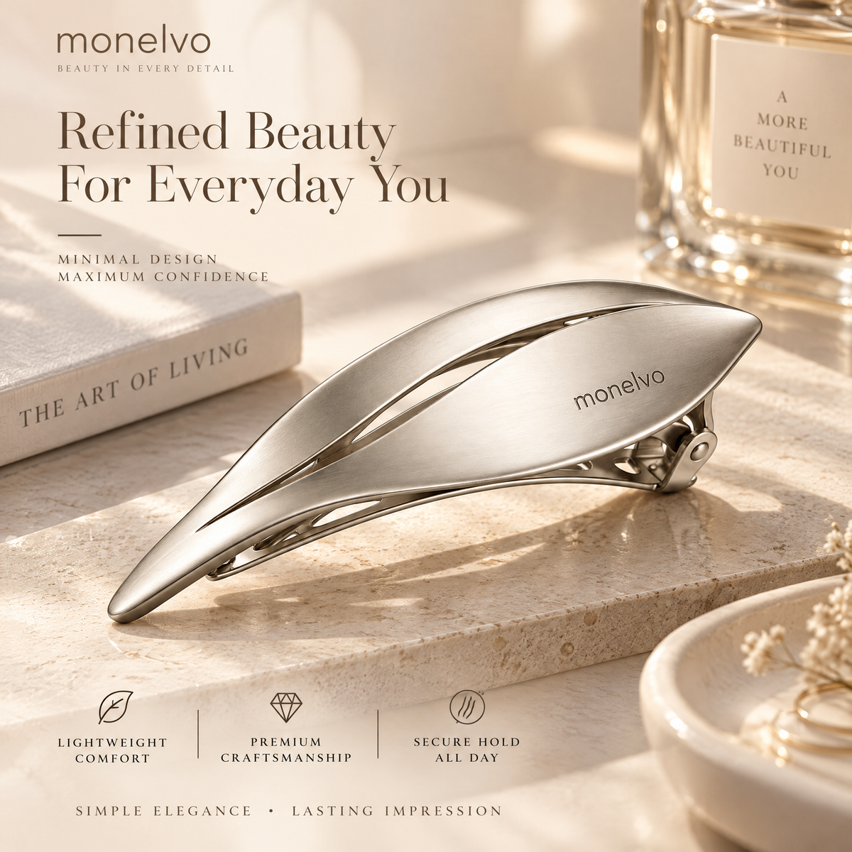 Monelvo™ Tension Leaf Barrette details